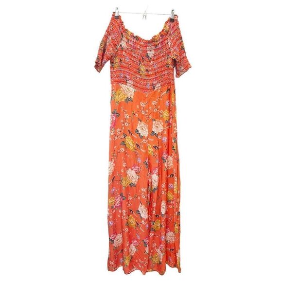 Farm Rio by Anthropologie Paraiso Off Shoulder Jumsuit size L - Picture 3 of 11